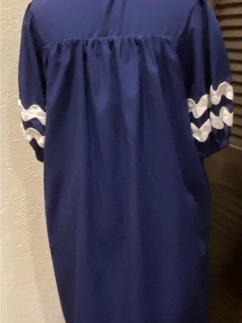 entro Navy and White Midi Dress with Wave Trim - Picture 2 of 2